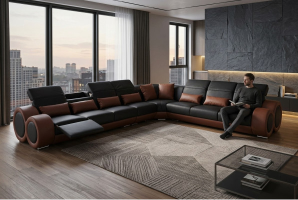 Design corner couch with USB upholstery sofa leather seating set modern sofas seating new