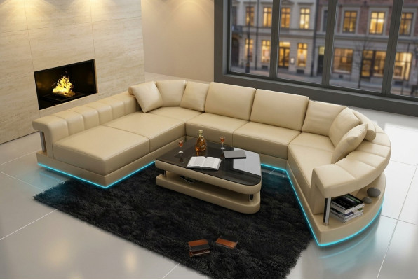Leather sofa couch living landscape corner sofa corner suite design modern sofa + USB!