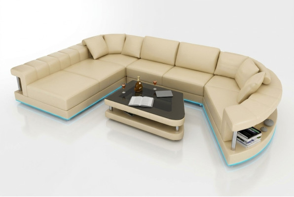 Leather sofa couch living landscape corner sofa corner suite design modern sofa + USB!