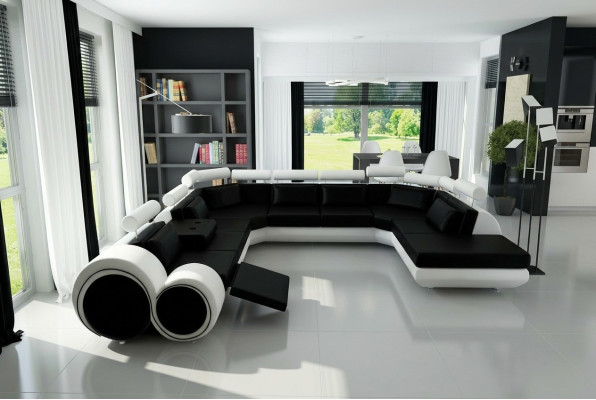 XXL Big Designer Sofa Couch Upholstery Set Living Area Leather Sofa with USB