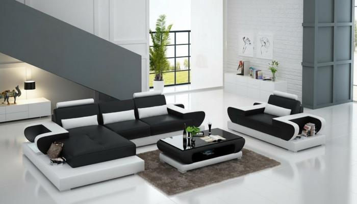Design XXL big sofa with USB, corner sofa leather sofa couch upholstered corner living landscape
