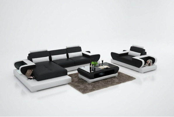 Design XXL big sofa with USB, corner sofa leather sofa couch upholstered corner living landscape