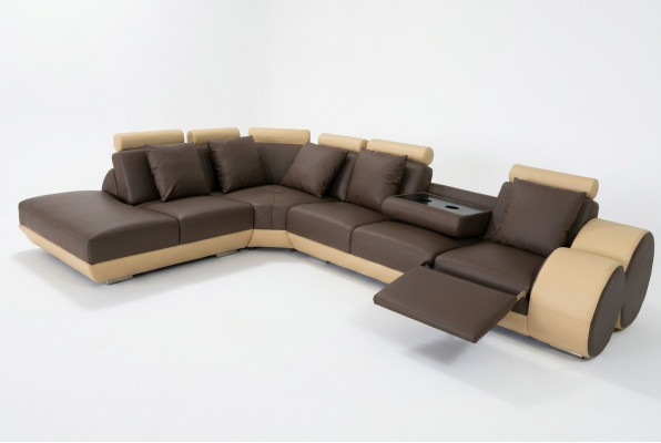 Design leather upholstered seat leather upholstery landscape room living sofa corner with USB