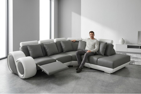 Leather sofa couch living landscape corner set design modern sofa + USB new corner sofa