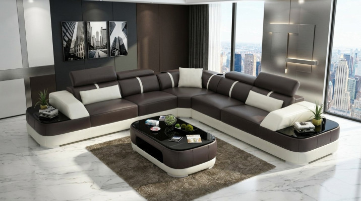 Leather sofa upholstery seat corner sofa suite living landscape living room couch with USB
