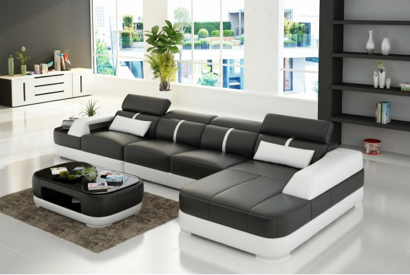 Leather sofa upholstery seat corner sofa set living room landscape couch with USB