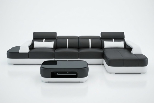 Leather sofa upholstery seat corner sofa set living room landscape couch with USB