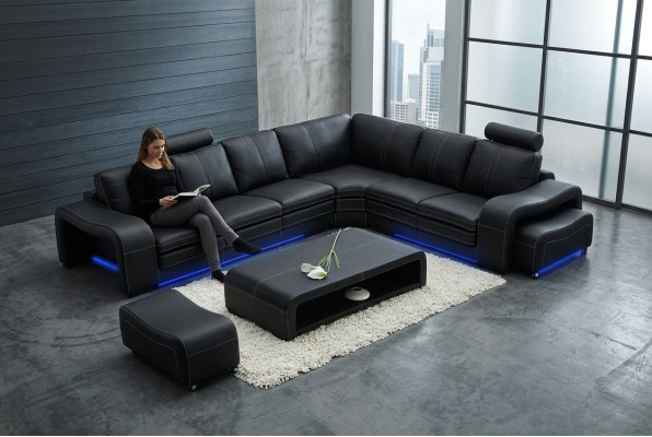 Design leather sofa with USB couch living landscape corner sofa corner modern set new