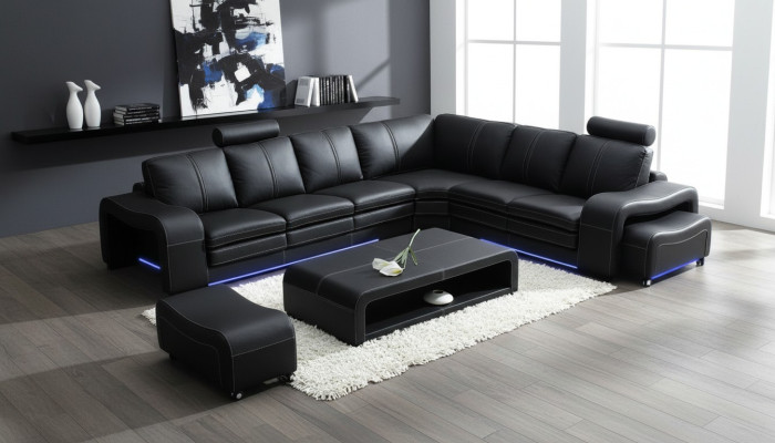 Design leather sofa with USB couch living landscape corner sofa corner modern set new