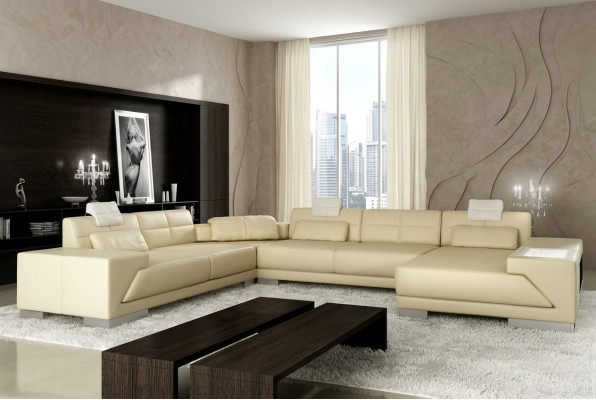 Leather sofa with USB couch cushion corner living area corner sofa design leather new LED