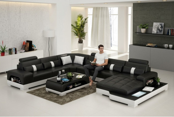 Leader U Shaped Living Landscape Couch Big XXL Sofa with USB Upholstery Corner Set Corner