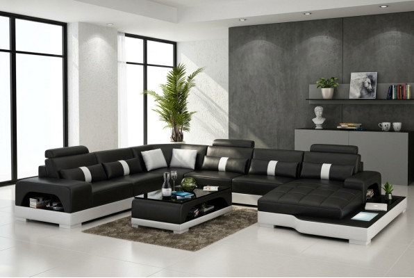 Leader U Shaped Living Landscape Couch Big XXL Sofa with USB Upholstery Corner Set Corner