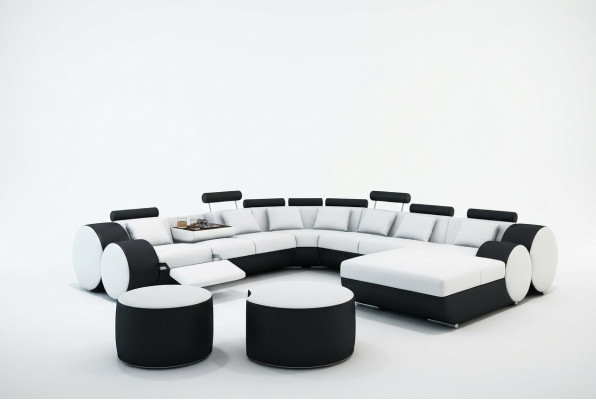 Designer leather sofa + USB large living room sofa couch upholstered suite corner sofa