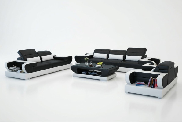 Sofa set couch upholstery leather seat suite 3+2+1 set modern sofa with USB