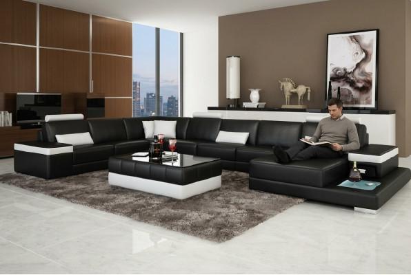 Living landscape couch upholstery corner suite designer leather sofa big sofa with USB