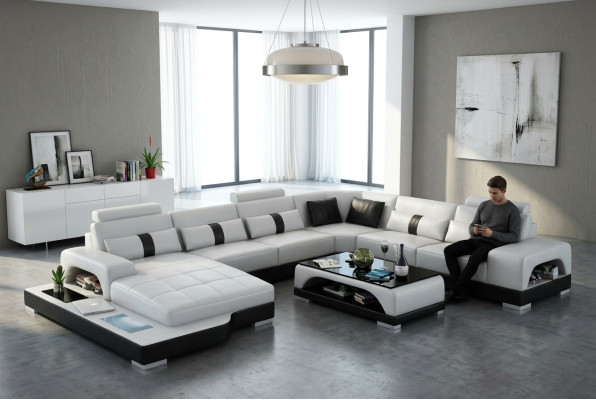 Corner sofa living area + USB upholstery design couch modern leather sofa corner suite