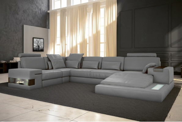 Leather Design Sofa Couch Upholstered Corner Sofa Suite Living Landscape Corner Sofa with USB