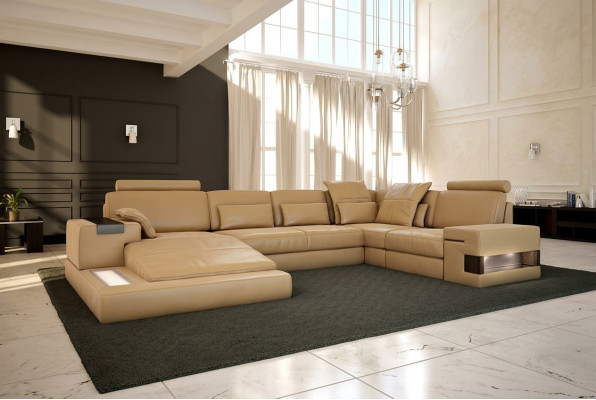 Living landscape upholstery couch suite big sofa Bellini design leather sofa with USB