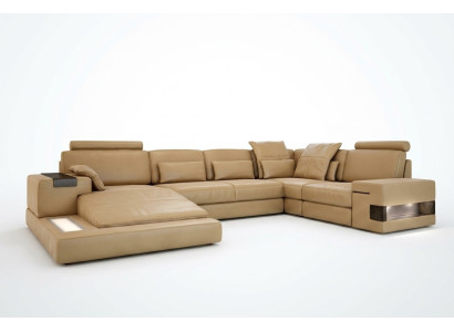 Living landscape upholstery couch suite big sofa Bellini design leather sofa with USB