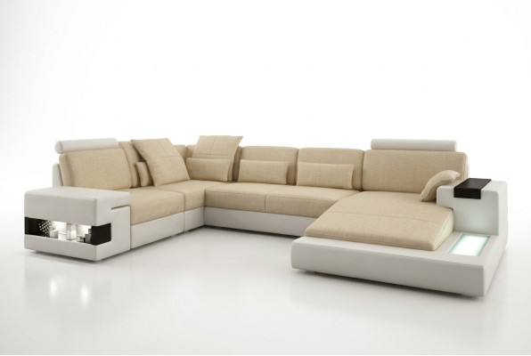 Large Sofa Living Area Leather Sofa Upholstered Seating Corner Couch Set Sofas with USB
