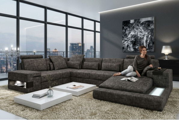 Corner sofa leather sofa sofa USB upholstery ensemble shape XXL big sofas living landscape