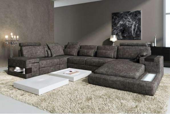 Corner sofa leather sofa sofa USB upholstery ensemble shape XXL big sofas living landscape