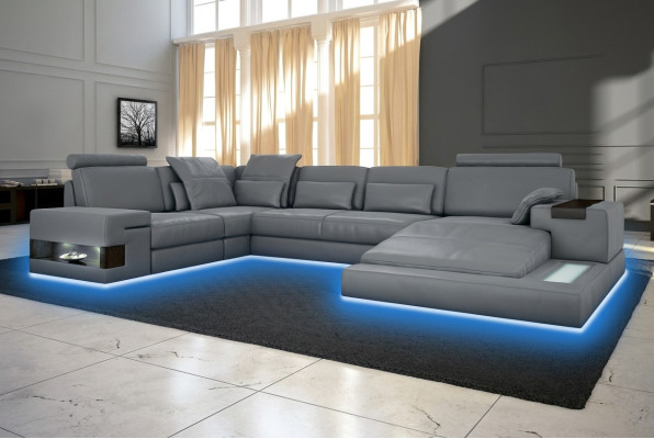Large sofa living landscape leather sofa with USB design sofa couch upholstered corner sofa
