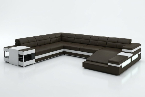 Leather sofa LED USB sofa couch upholstery corner living landscape sectional sofa design leather
