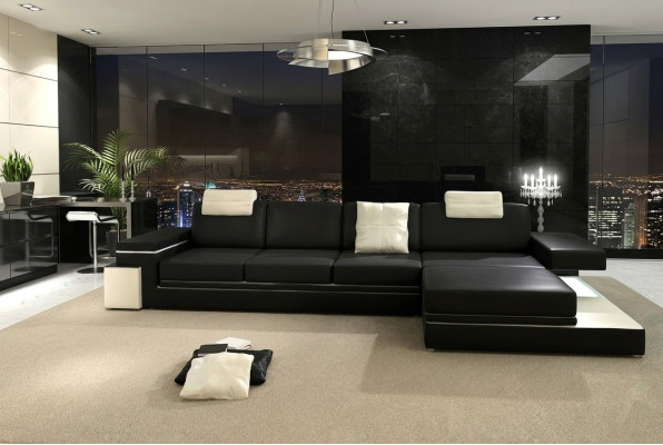 Leather sofa with USB living landscape XXL corner sofa big sofa design couch designer sofa