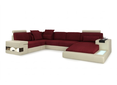 XXL U-shaped corner sofa leather sofa upholstered couch leather textile USB living landscape