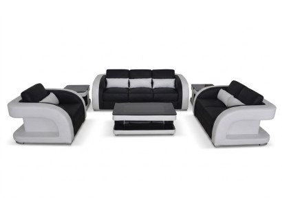 XXL Leather Living Landscape Set Design Modern Sofa + USB Suites 3+2+1 New