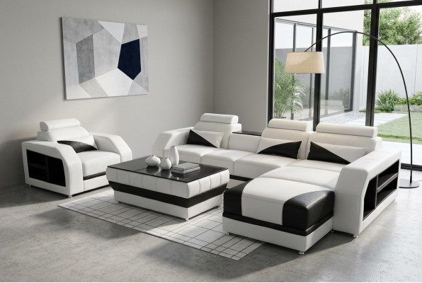 Leather corner sofa with USB furnishings sofas couches upholstery living landscape armchair corner