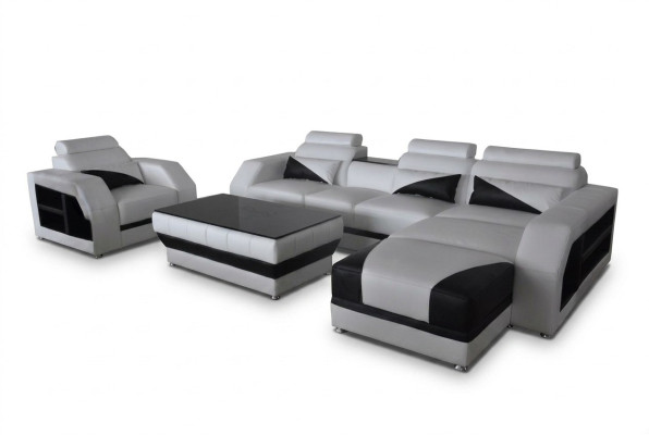 Leather corner sofa with USB furnishings sofas couches upholstery living landscape armchair corner