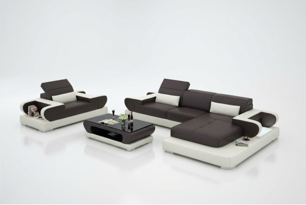 Design XXL Big Sofa Corner Sofa with USB Leather Sofa Couch Upholstery Corner Living Landscape