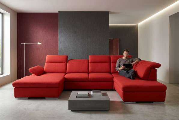 Corner sofa living landscape couch upholstery sofa leather corner sets red