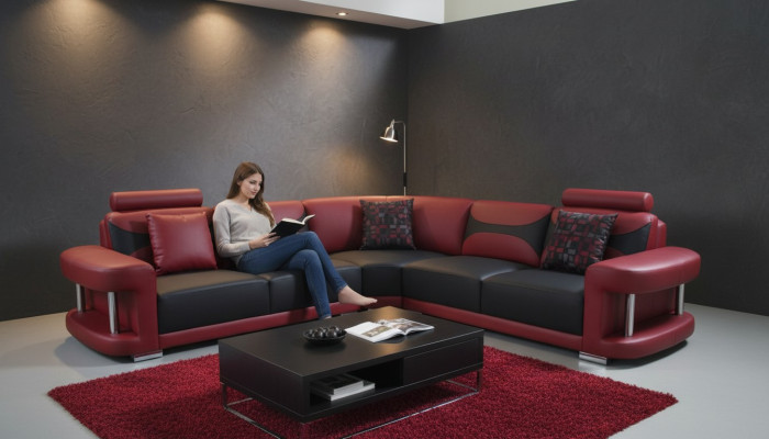 Leather Modern XXL Couch Living Landscape Leather Sofa Sofa Set Sofa L-Shaped with USB