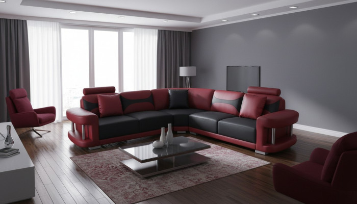 Leather Modern XXL Couch Living Landscape Leather Sofa Sofa Set Sofa L-Shaped with USB