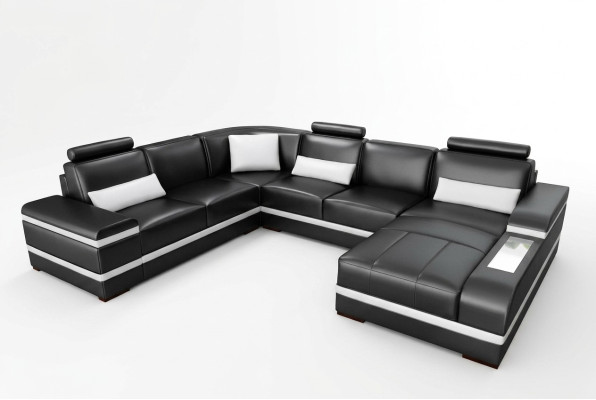 Corner sofa leather sofa with USB big XXL U shape living landscape sofa couch set LED