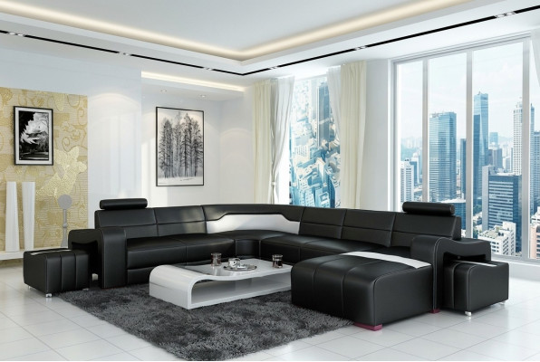 Living landscape couch upholstery corner suite designer leather sofa big sofa USB new