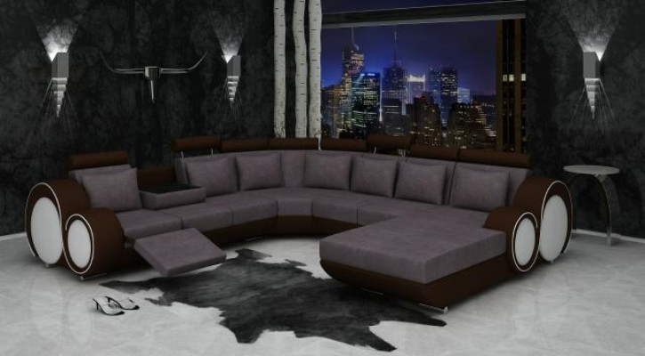 Textile Sofa With USB XXL Living Landscape Fabric Couch Big Sofa Upholstery Corner Sofa New