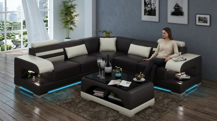 Leather Soft Couch Living Landscape Corner Sofa Corner Suite Design Modern Sofa USB