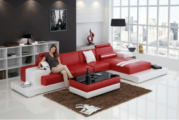 Exclusive Elegant L-Shaped Corner Sofa Red Design for Stylish Living Spaces