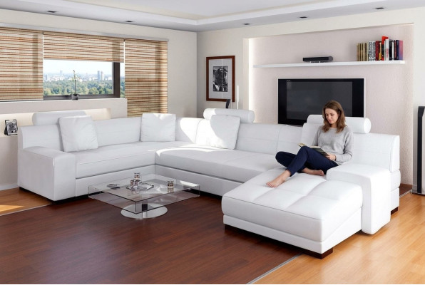 Leather sofa with USB living room landscape corner sofa corner suite design modern sofa A1111