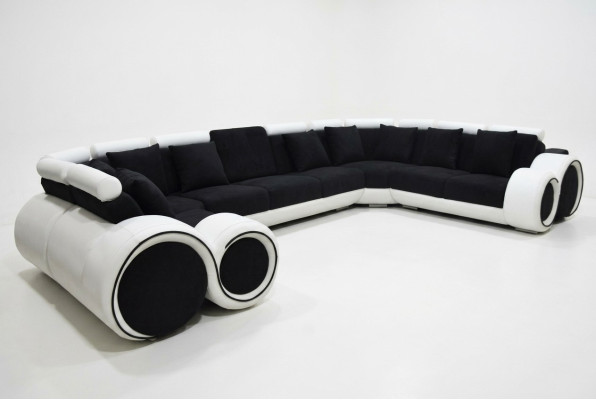 Corner Leather Modern XXL Couch Living Landscape Leather Sofa U-shape A1163 with USB
