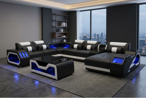 Design leather upholstered seat corner landscape room new living sofa upholstery corner USB