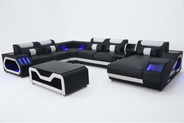 Design leather upholstered seat corner landscape room new living sofa upholstery corner USB