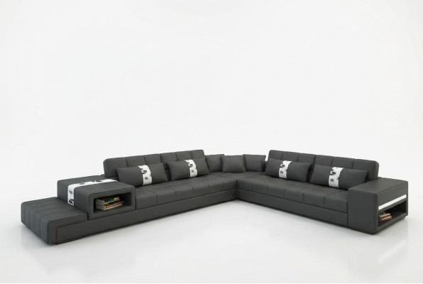 Corner sofa with USB Couch Sofa Living Area Corner Upholstery Leather Textile Peterso