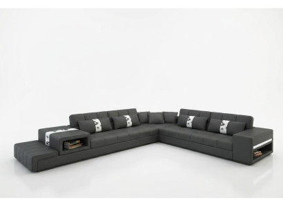 Corner sofa with USB Couch Sofa Living Area Corner Upholstery Leather Textile Peterso