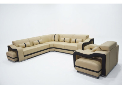 Consider the modern luxury leather U-shaped corner sofa for your living room.