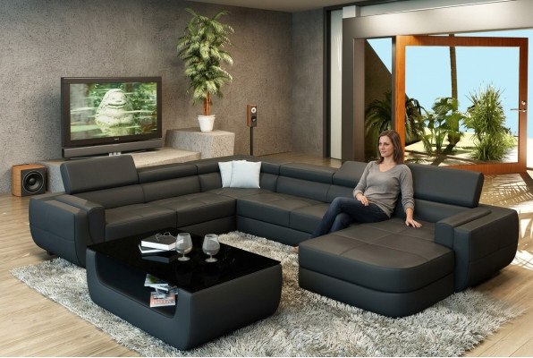 Designer sofa seat cushion corner leather sofa living landscape sofa with USB cushion new